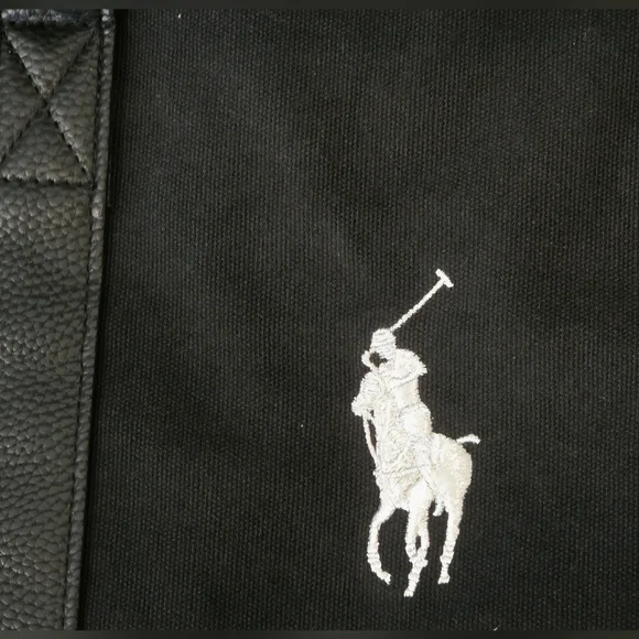 Ralph Lauren Black Duffle Bag w/ Silver Polo Horse Logo Gym/ Travel /Work (NWOT) - Picture 6 of 11